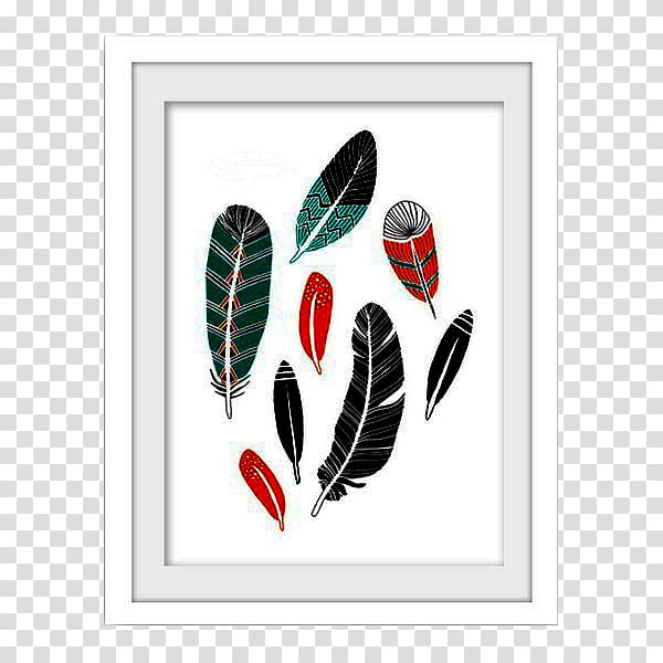 Paper Feather Watercolor painting Illustration, Feather Frame transparent background PNG clipart
