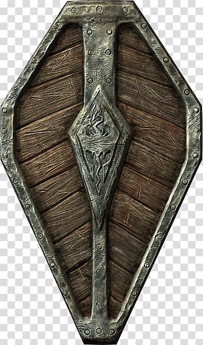 brown metal framed brown wooden shield art, Elder Scrolls Skyrim Imperial Light Shield transparent background PNG clipart