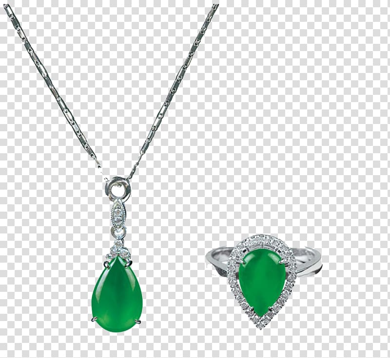 Emerald Jadeite Necklace Jewellery, Emerald Necklace transparent background PNG clipart