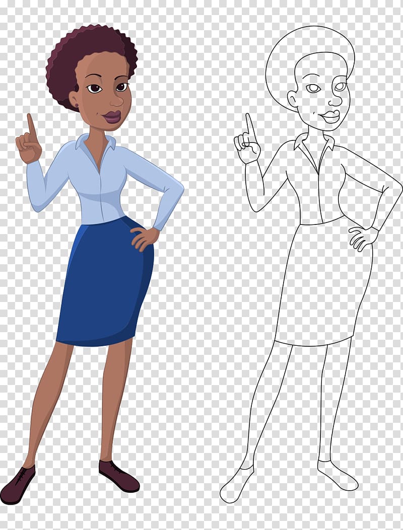 Cartoon painted African American Business Women transparent background PNG clipart