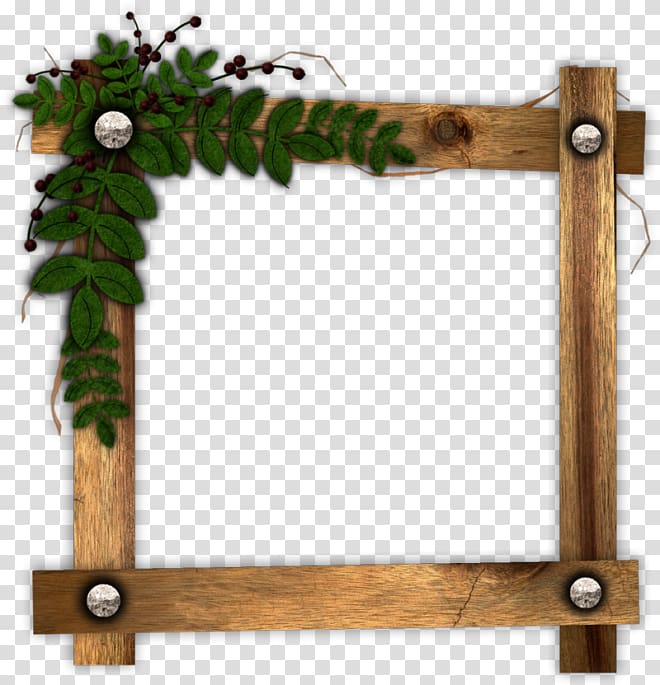 Frames Wood, leaves frame transparent background PNG clipart