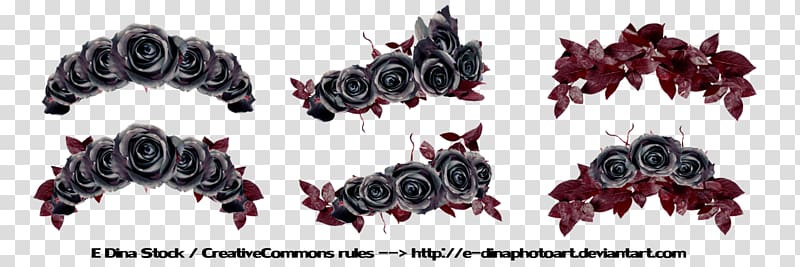 Black rose Flower Crown, goth transparent background PNG clipart
