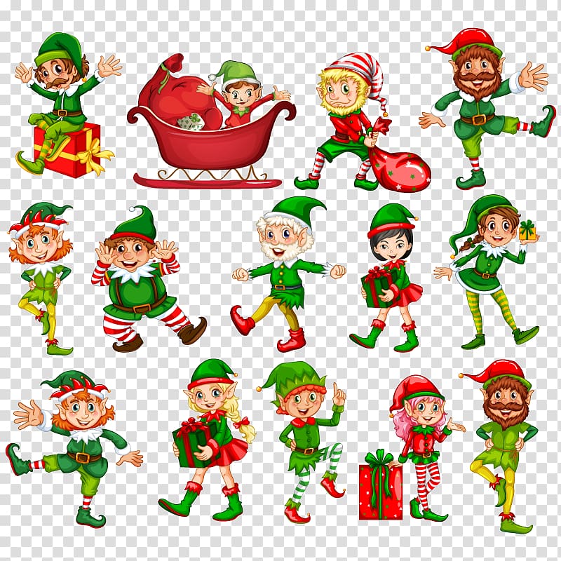 Christmas elf Illustration, Christmas cartoon transparent background PNG clipart