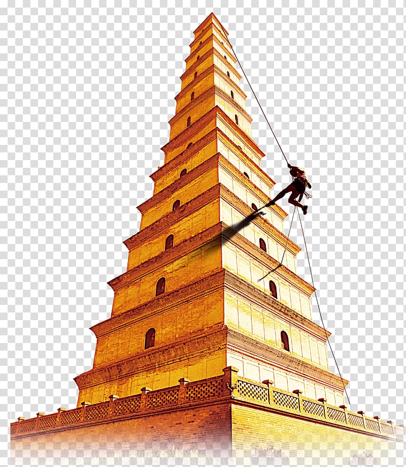 Giant Wild Goose Pagoda Chinese pagoda Temple Tower, Pyramid characters transparent background PNG clipart