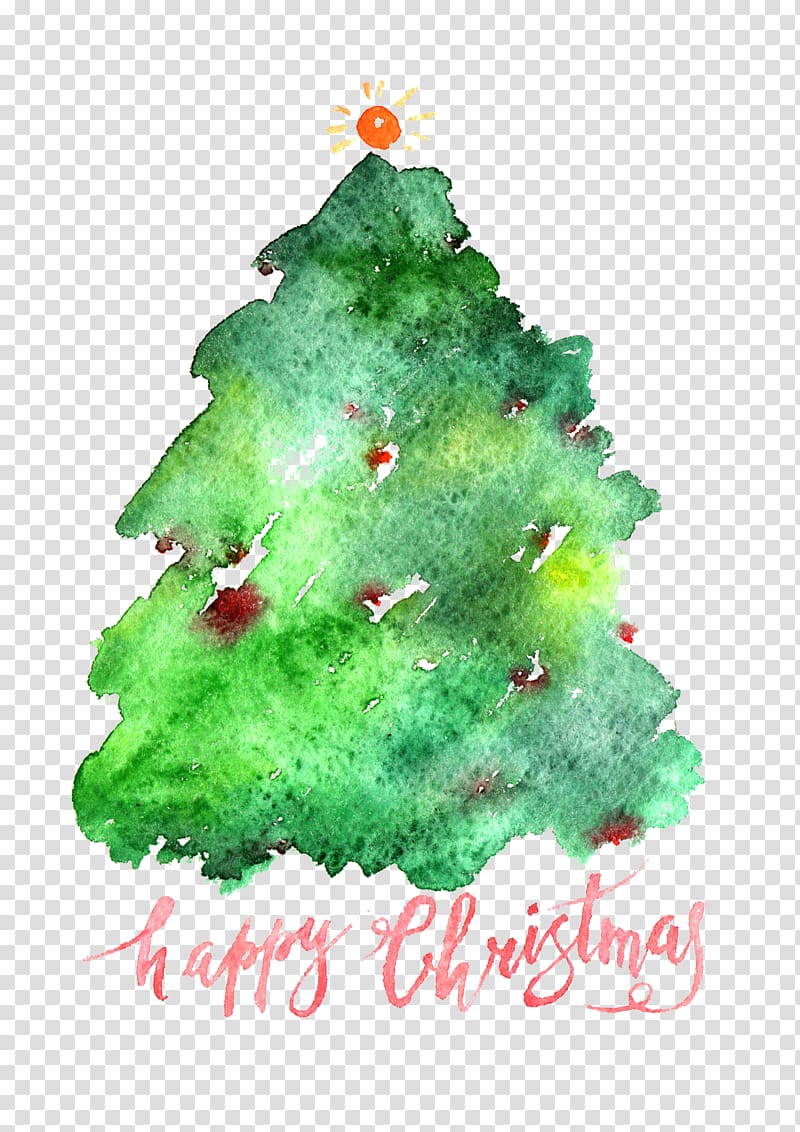 Santa Claus Christmas tree Watercolor painting, Simple Christmas ad transparent background PNG clipart