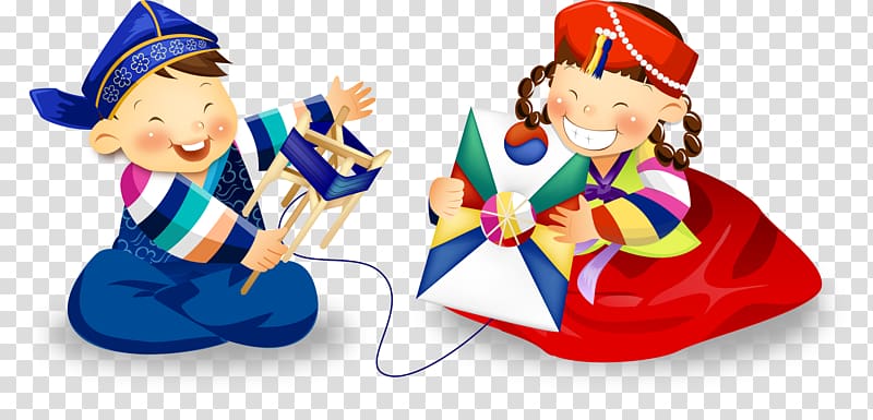 South Korea Korean New Year Kite, Fun kids transparent background PNG clipart