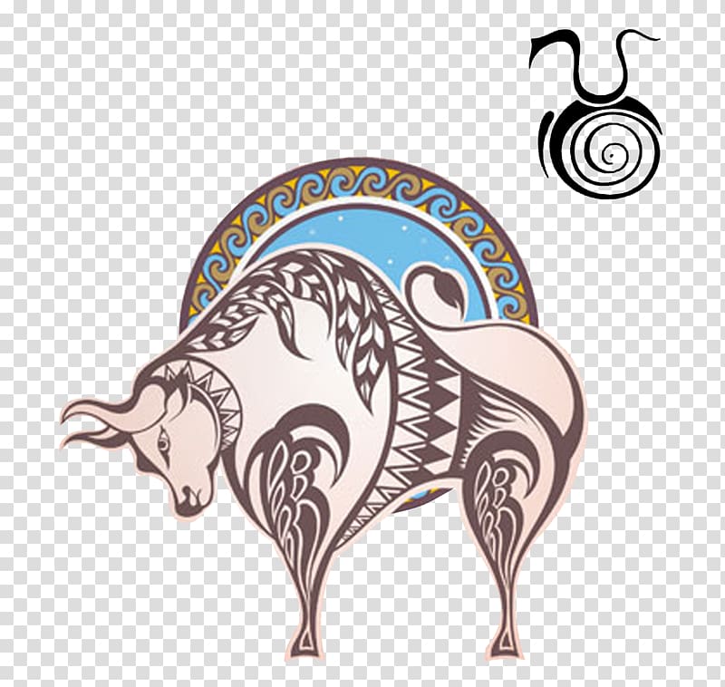 Taurus Zodiac Horoscope Prediction Astrology, Creative Taurus Zodiac theme illustration transparent background PNG clipart