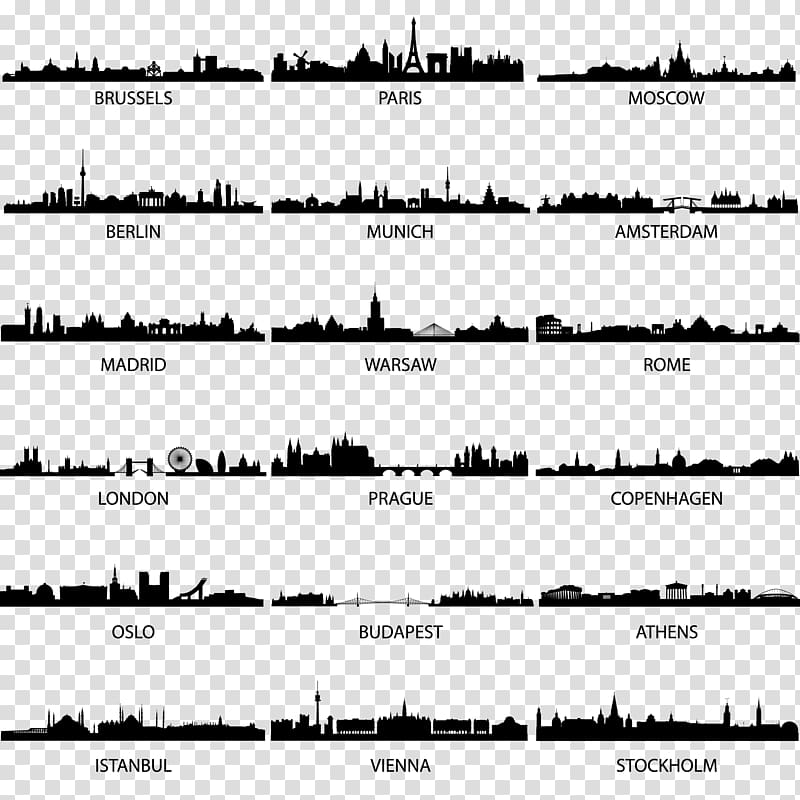 Skyline City Silhouette Drawing, city transparent background PNG clipart