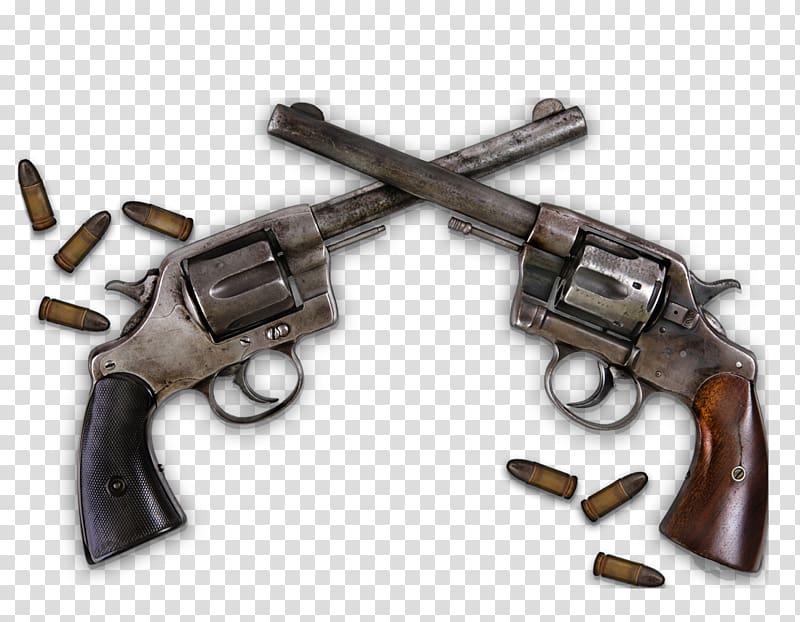 two gray revolver guns, Trigger Firearm Ammunition Weapon, Guns and ammunition transparent background PNG clipart
