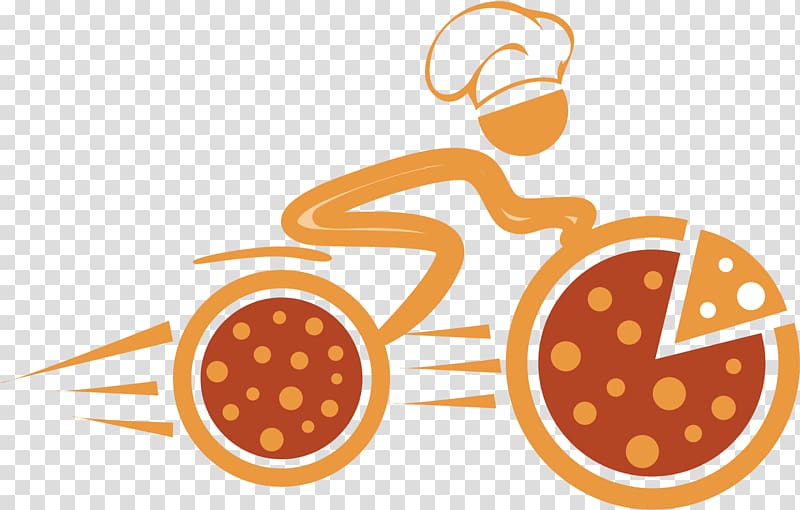 pizza delivery logo, Homemade Pizzas Logo Delivery, Orange pizza bike transparent background PNG clipart