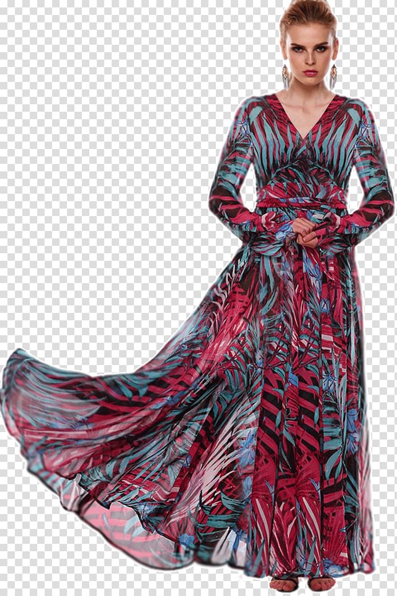 Chiffon Dress Sleeve Neckline Gown, women's day transparent background PNG clipart