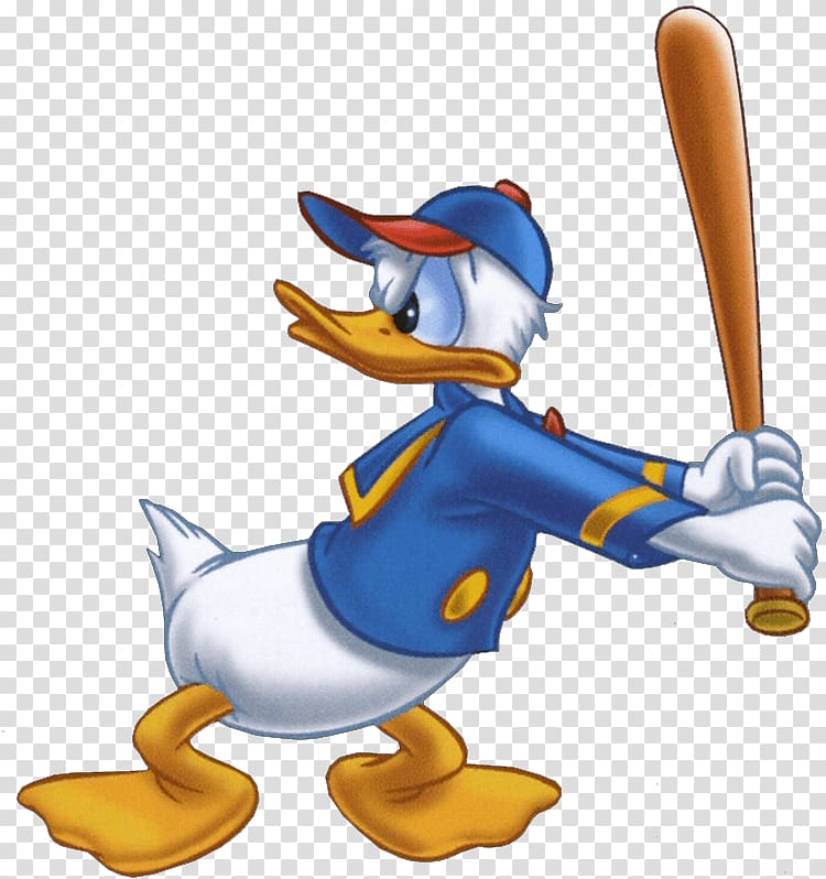 Donald Duck holding baseball bat , Donald Duck Playing Baseball transparent background PNG clipart