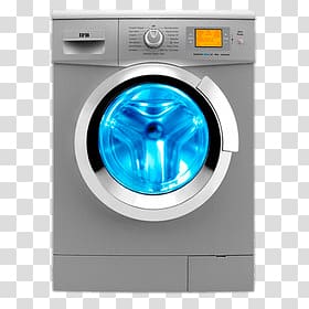 gray front-load clothes washer, IFB Front Loading Washing Machine transparent background PNG clipart
