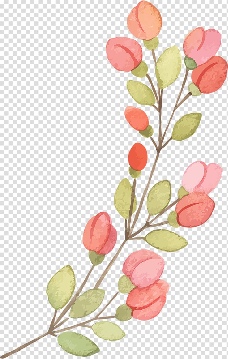 Pink Floral design Flower, Hand-painted pink flower bones transparent background PNG clipart