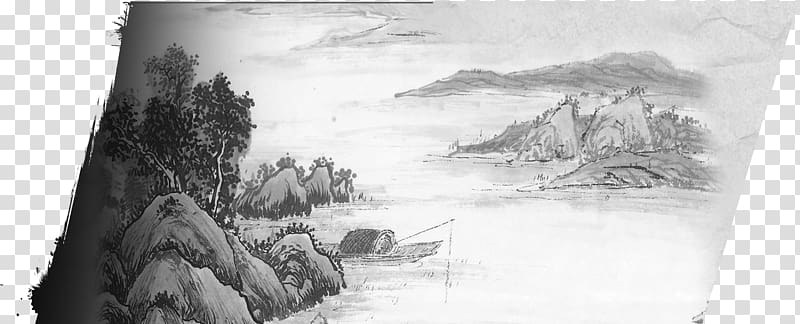 Shan shui Ink wash painting Chinese painting, painting transparent background PNG clipart