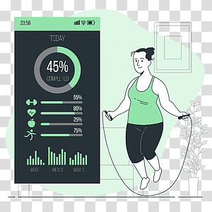 illustration, Fitness stats, statistics, chart, healthy, app, workout, people, fitness, devices transparent background PNG clipart thumbnail