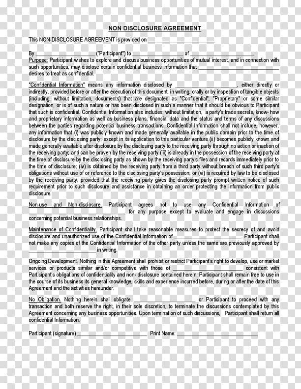 Non-disclosure agreement Contract Document Confidentiality Information, disclosure transparent background PNG clipart