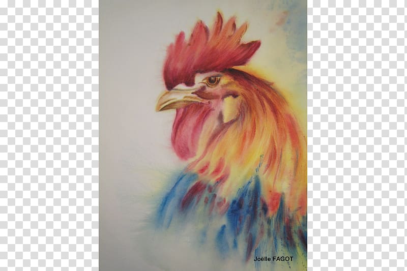 Rooster Watercolor painting Beak Feather Chicken as food, feather transparent background PNG clipart