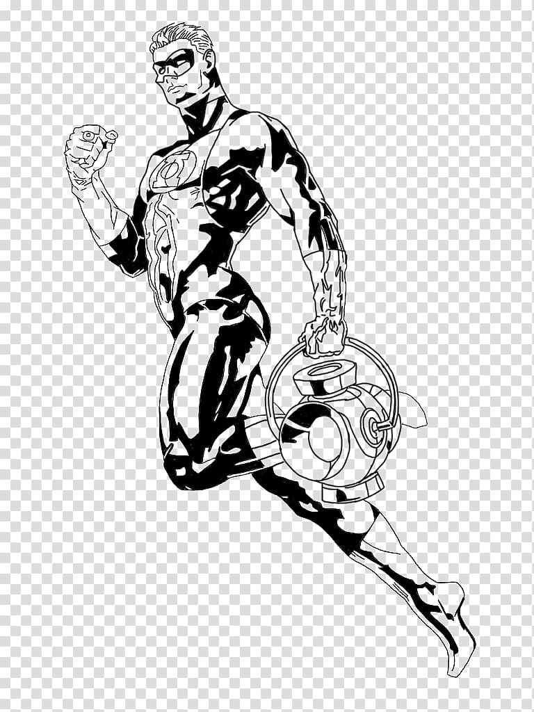 Hal Jordan Green Lantern John Stewart Black and white Sketch, dc comics transparent background PNG clipart