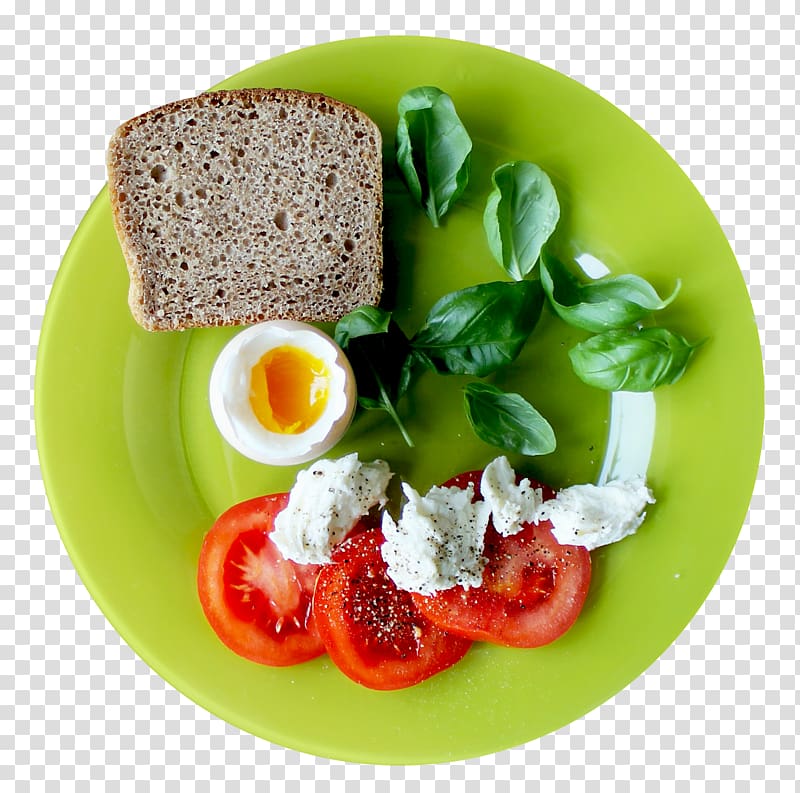 sandwich, boiled egg, and tomatoes slices on plate, Hamburger Breakfast Fast food, Food Plate Top View transparent background PNG clipart