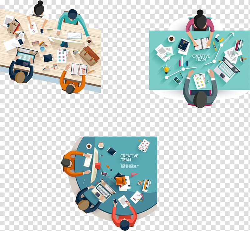 three creative team arts, Flat design Meeting Illustration, Meet the meeting transparent background PNG clipart