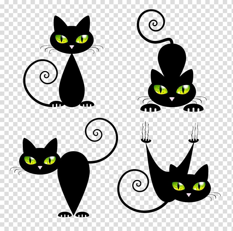 Siamese cat Kitten Felidae Black cat, Black cartoon hand painted cat transparent background PNG clipart