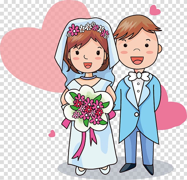 Wedding invitation Cartoon Romance Drawing, Cartoon couple transparent background PNG clipart