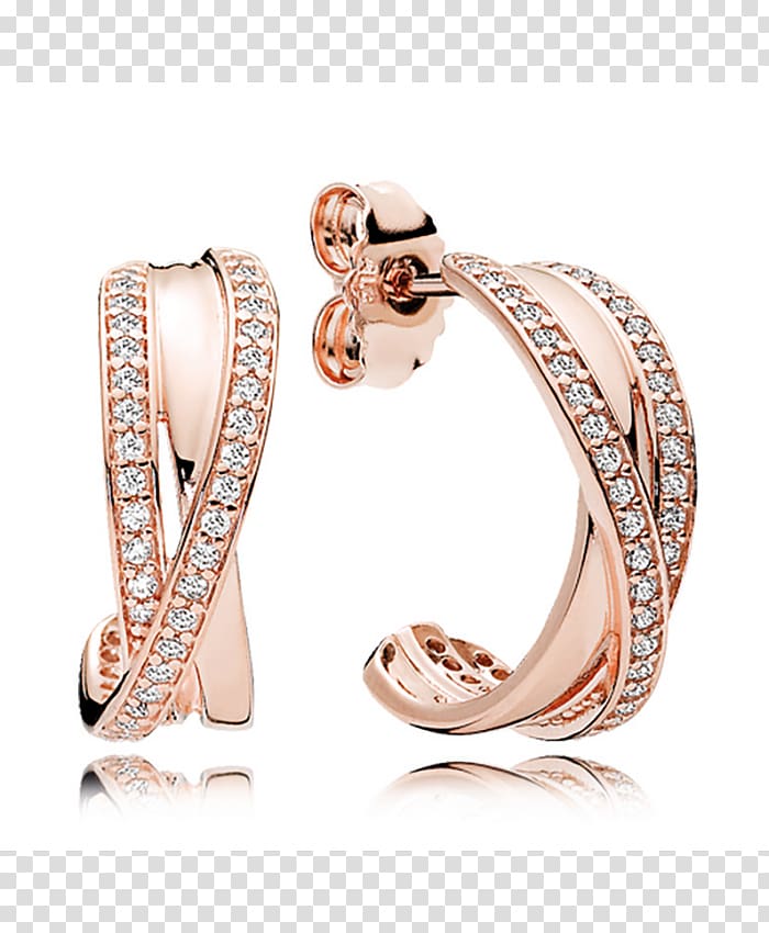 Earring Pandora Jewellery Gold Charm bracelet, hoop Earrings transparent background PNG clipart