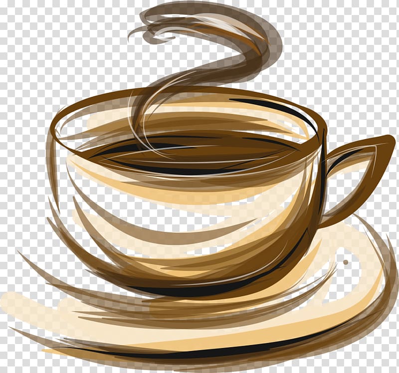 Coffee Tea Cafe Espresso, coffee cup brown stripes, brown teacup illustration transparent background PNG clipart