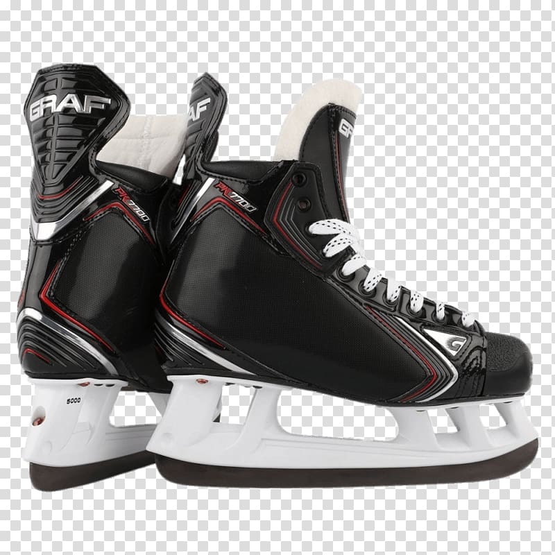 pair of black Graf ice hockey skates, Graf Ice Hockey Skates transparent background PNG clipart