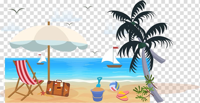 beach resort illustration, Beach Deckchair Vacation ME8 6PZ, beach transparent background PNG clipart