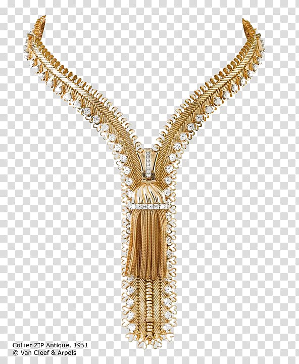 Necklace Gold Zipper Jewellery Van Cleef & Arpels, necklace transparent background PNG clipart
