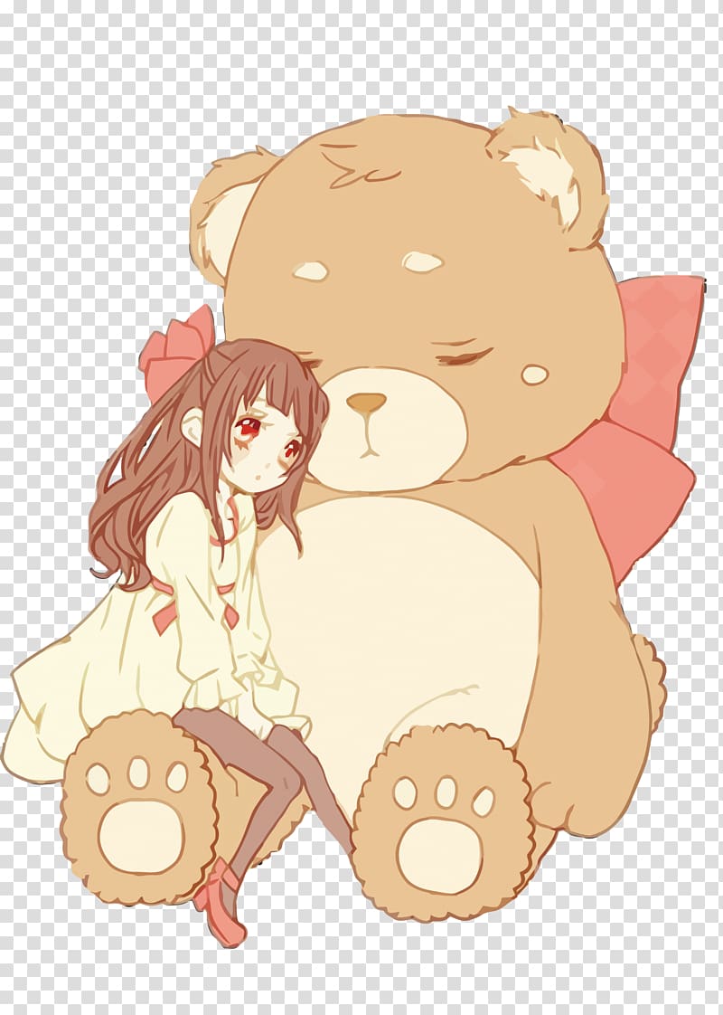 Teddy bear , little girl and big bear transparent background PNG clipart