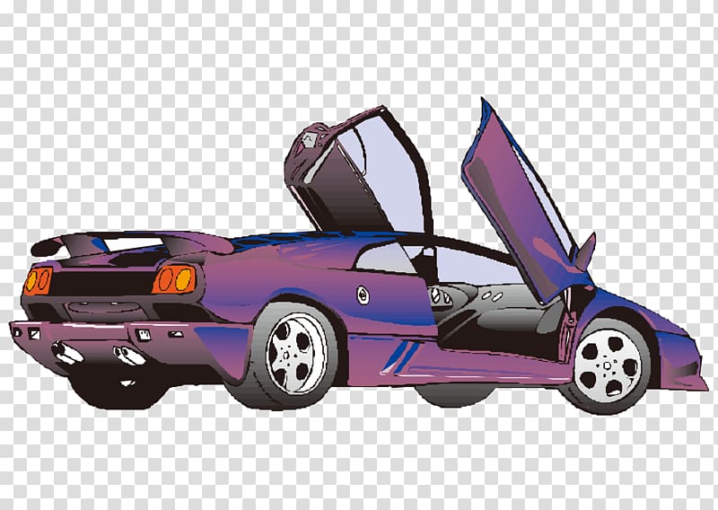 Car Animation , cartoon hand painted purple noble sports car transparent background PNG clipart
