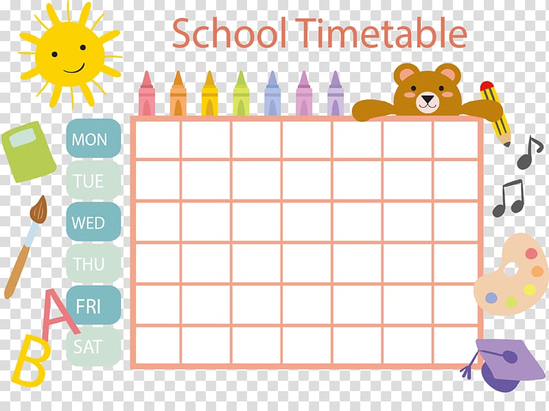 School Timetable , School timetable Schedule Template , Pastel crayon schedule transparent background PNG clipart