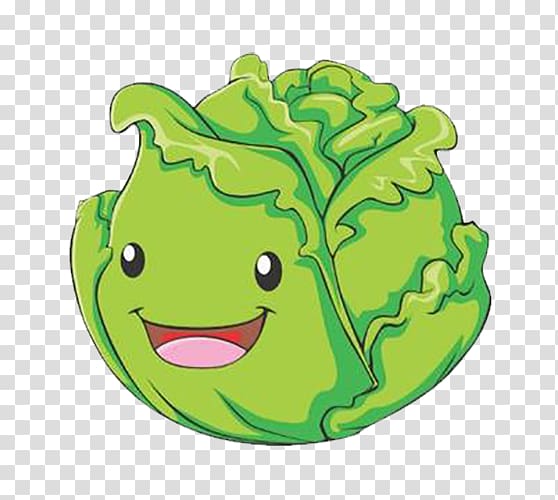 Cabbage Cartoon Vegetable Illustration, Cartoon anthropomorphic cabbage transparent background PNG clipart