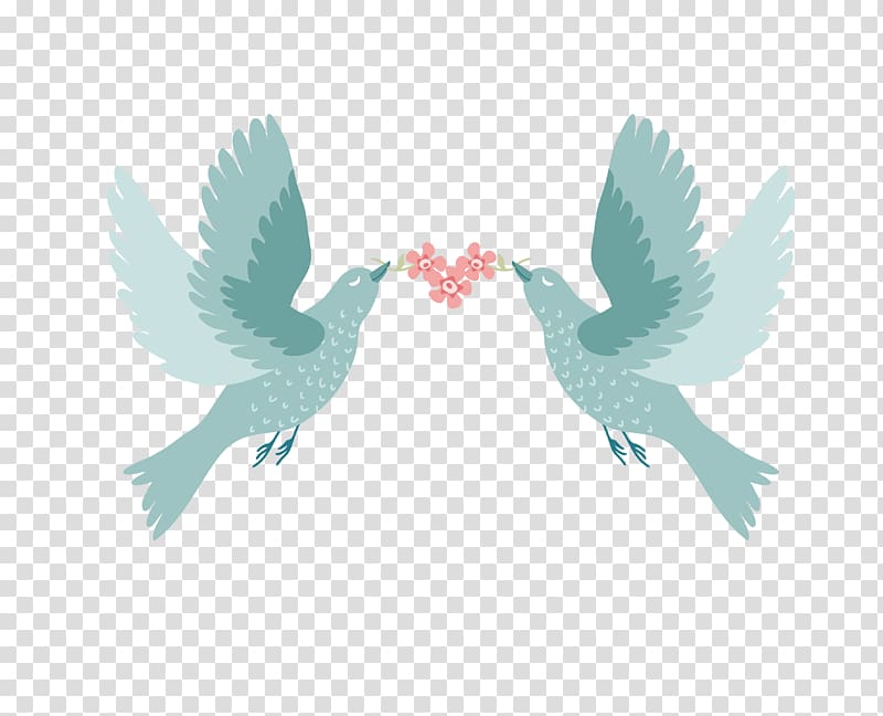 two teal birds illustration, Bird Wedding invitation Paper, Creative Love birds transparent background PNG clipart