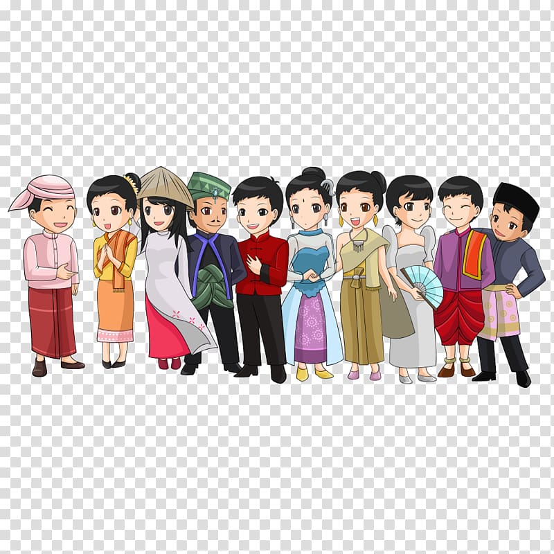 anime character illustration, Southeast Asia Folk costume , Asian People transparent background PNG clipart