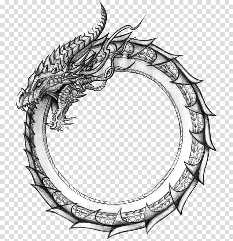Ouroboros dragon illustration, Ouroboros Dragon Symbol Jörmungandr Snake, Snake tattoo transparent background PNG clipart