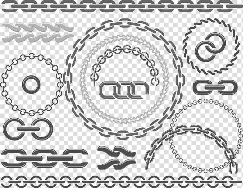 round black and white patterns , Chain Illustration, chain transparent background PNG clipart