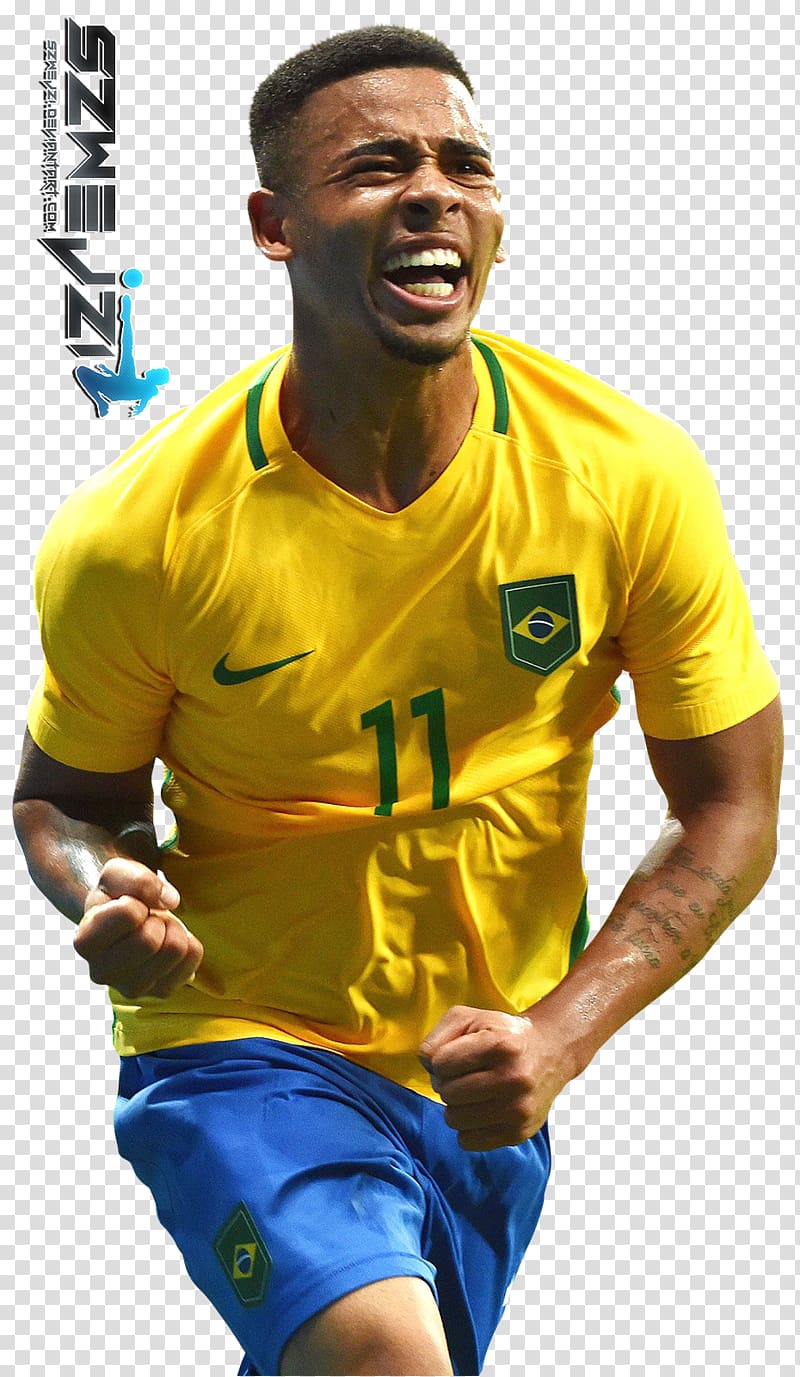 man wearing yellow Nike shirt, Gabriel Jesus Brazil national football team Manchester City F.C. 2018 FIFA World Cup Sociedade Esportiva Palmeiras, Jesus transparent background PNG clipart