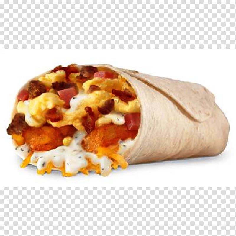 Breakfast burrito Bacon, egg and cheese sandwich, bacon transparent background PNG clipart