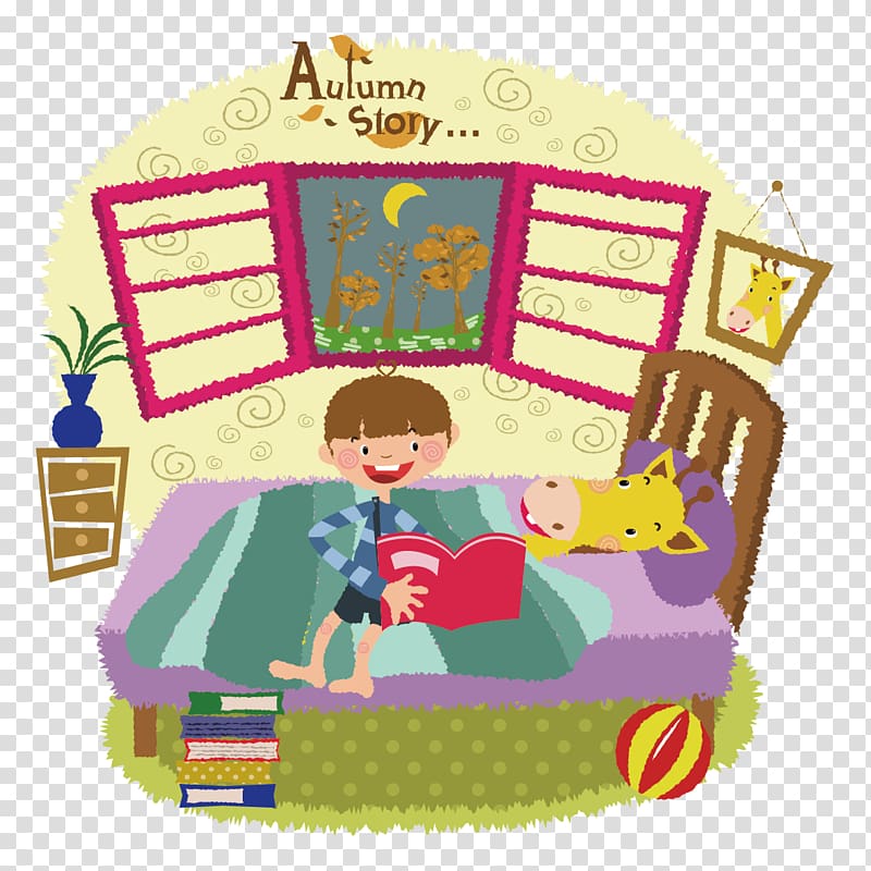 Illustration, Children read transparent background PNG clipart