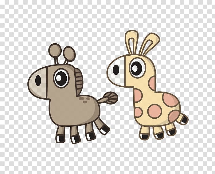 Giraffe Cartoon Illustration, Creative cartoon deer transparent background PNG clipart