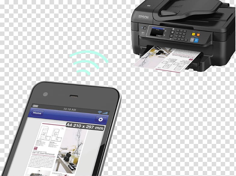 Output device Multi-function printer Epson WorkForce WF-2760 Inkjet printing, printer transparent background PNG clipart