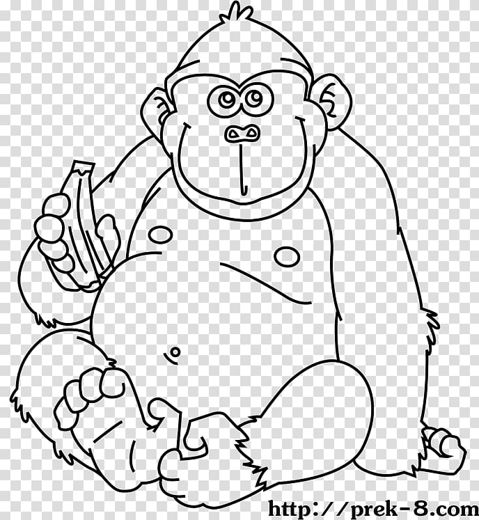 Wild Animals-Coloring Book Jungle Gorilla, mother day transparent background PNG clipart