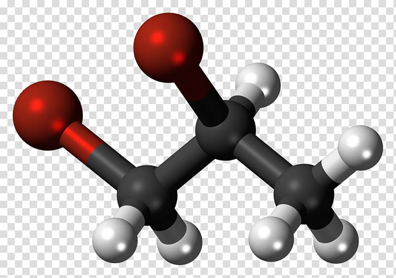 1,2-Dibromopropane Three-dimensional space Molecule Ball-and-stick model Molecular modelling, Bro Code transparent background PNG clipart