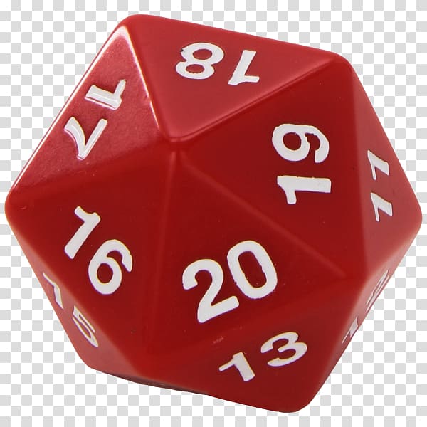 Dice game d20 System Koplow 55 Mm Countdown D20 Dice Red Number, Dice transparent background PNG clipart