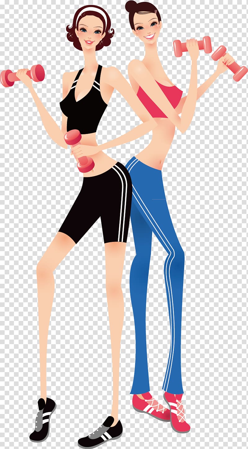 Cartoon Fashion Illustration, Fitness girl transparent background PNG clipart