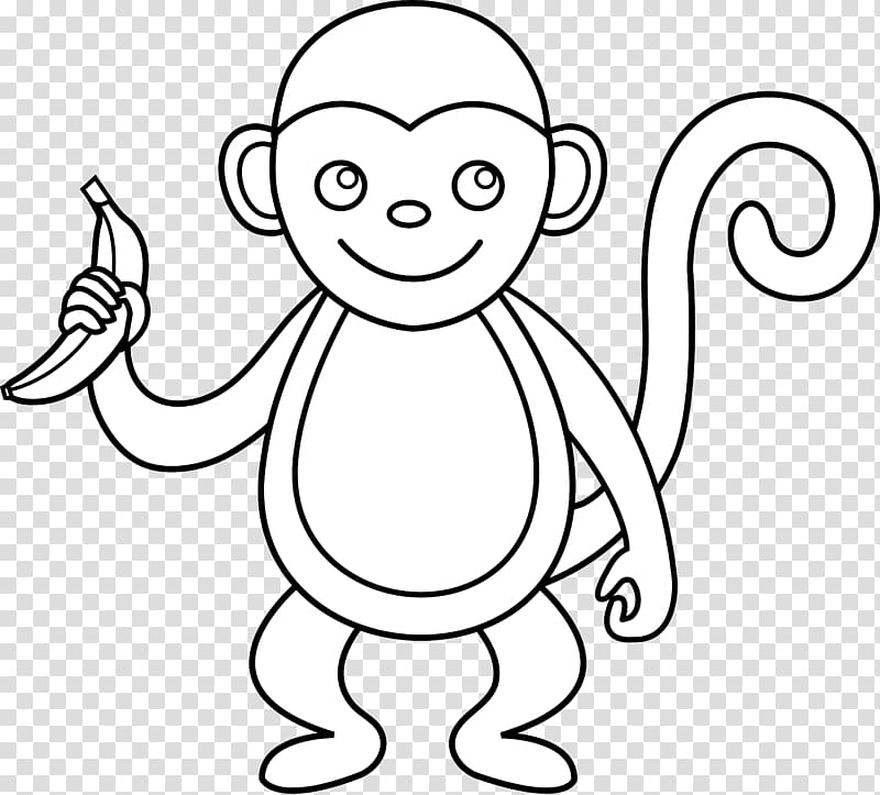 Spider monkey Black and white , Outline Of A Monkey transparent background PNG clipart